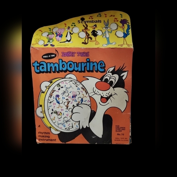 Prolly O Tone Other - Vintage Looney Tunes Tambourine with Characters.  Comes In Original Box.